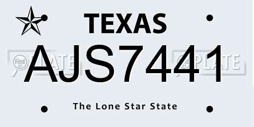 AJS7441 Texas License Plate