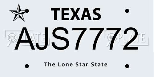 AJS7772 Texas License Plate