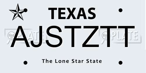 AJSTZTT Texas License Plate