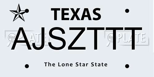 AJSZTTT Texas License Plate