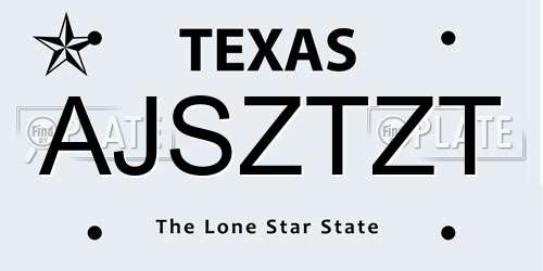 AJSZTZT Texas License Plate