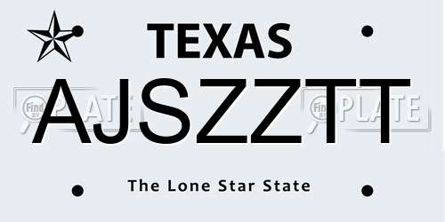 AJSZZTT Texas License Plate