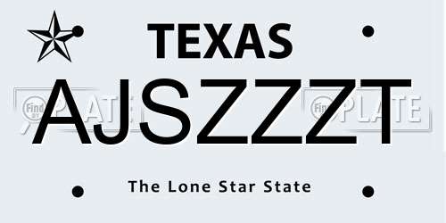 AJSZZZT Texas License Plate