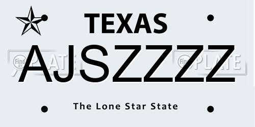 AJSZZZZ Texas License Plate