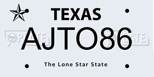 AJTO86 Texas License Plate