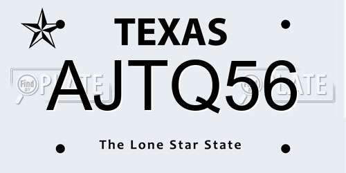 AJTQ56 Texas License Plate