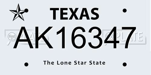 AK16347 Texas License Plate