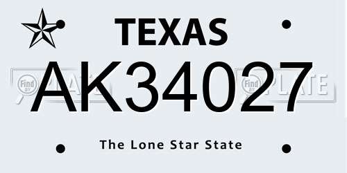 AK34027 Texas License Plate