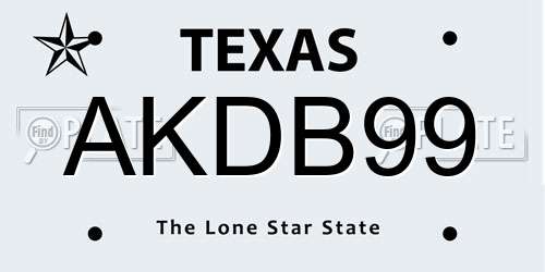AKDB99 Texas License Plate