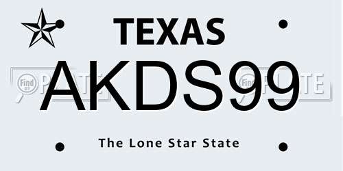 AKDS99 Texas License Plate