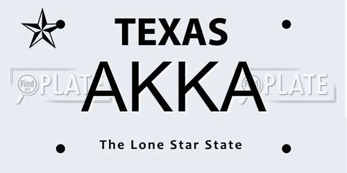 AKKA Texas License Plate
