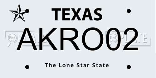 AKRO02 Texas License Plate