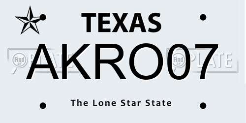 AKRO07 Texas License Plate