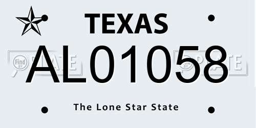 AL01058 Texas License Plate