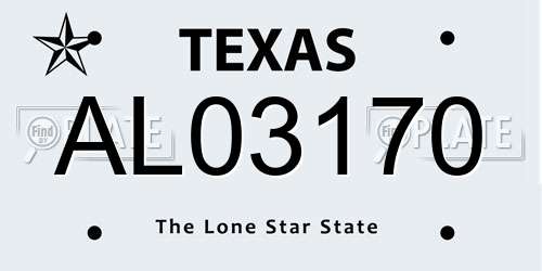 AL03170 Texas License Plate