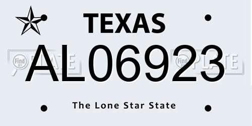 AL06923 Texas License Plate