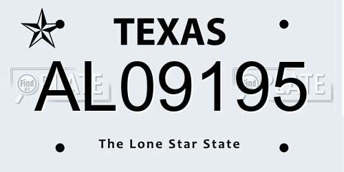AL09195 Texas License Plate