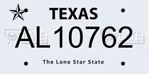 AL10762 Texas License Plate
