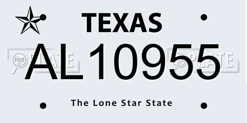 AL10955 Texas License Plate