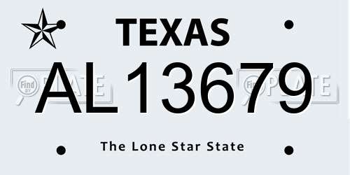 AL13679 Texas License Plate