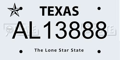 AL13888 Texas License Plate