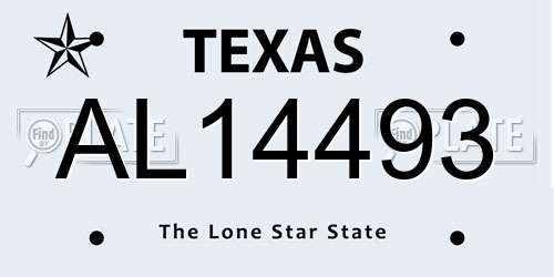 AL14493 Texas License Plate
