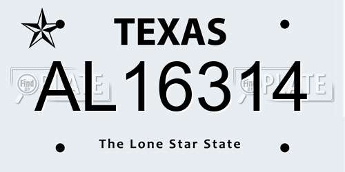 AL16314 Texas License Plate