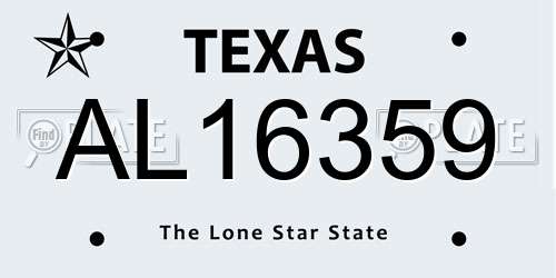 AL16359 Texas License Plate