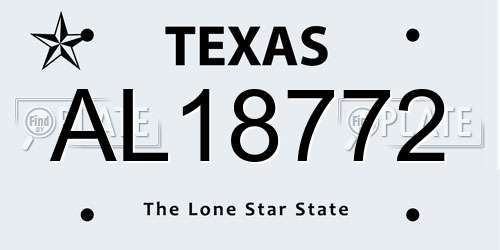 AL18772 Texas License Plate