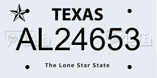 AL24653 Texas License Plate