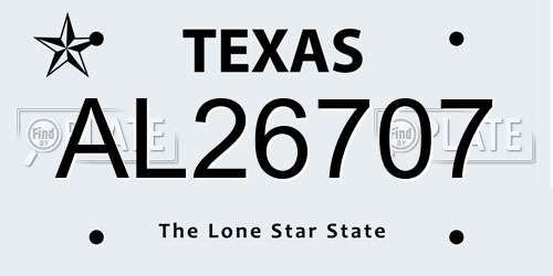 AL26707 Texas License Plate