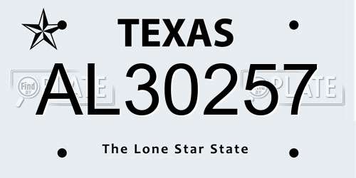 AL30257 Texas License Plate