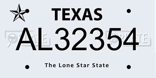 AL32354 Texas License Plate
