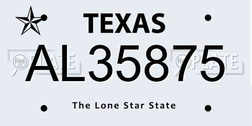 AL35875 Texas License Plate