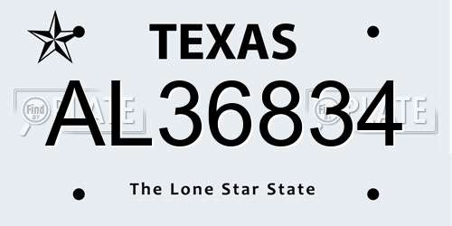 AL36834 Texas License Plate