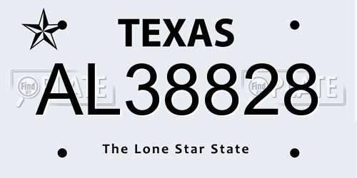 AL38828 Texas License Plate