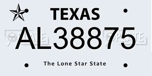 AL38875 Texas License Plate