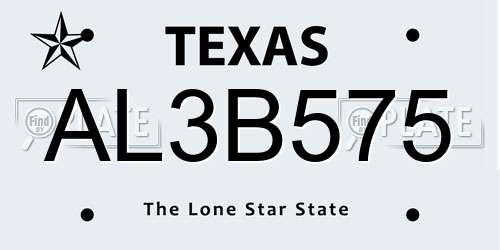 AL3B575 Texas License Plate