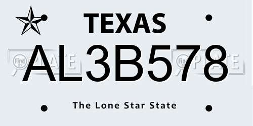 AL3B578 Texas License Plate