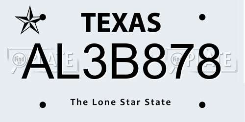 AL3B878 Texas License Plate