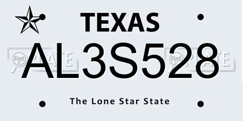 AL3S528 Texas License Plate
