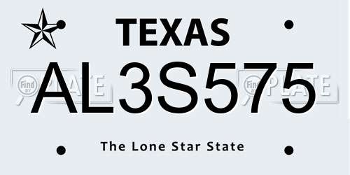 AL3S575 Texas License Plate