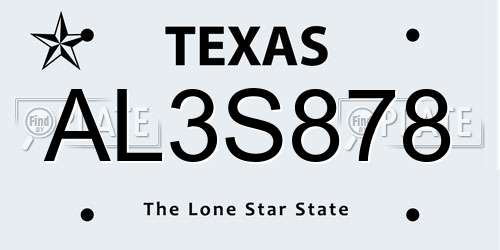 AL3S878 Texas License Plate
