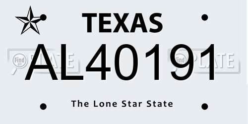 AL40191 Texas License Plate