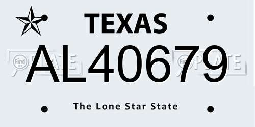 AL40679 Texas License Plate