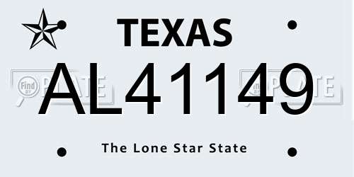 AL41149 Texas License Plate