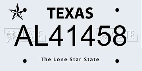 AL41458 Texas License Plate