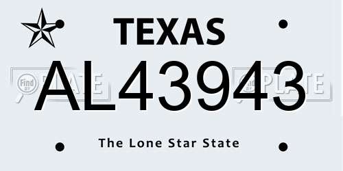 AL43943 Texas License Plate