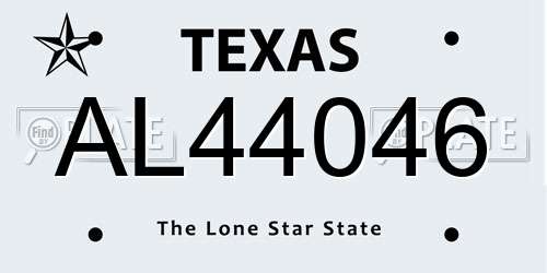 AL44046 Texas License Plate