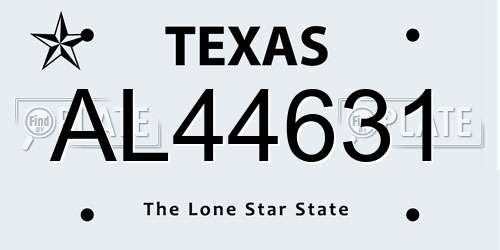 AL44631 Texas License Plate